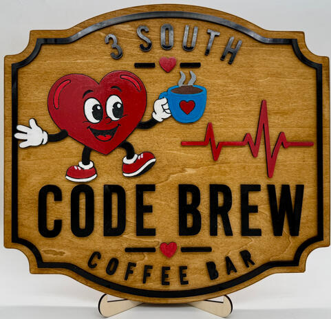 Custom coffee bar sign for local hospital floor