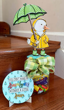 Decorated jar with Duck topper